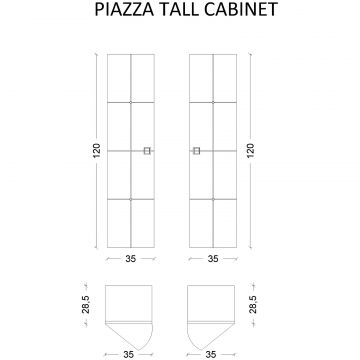 Пенал Армади Арт Vallessi Avantgarde Черный 844-BG, Armadi Art Piazza черный+золото без ножек