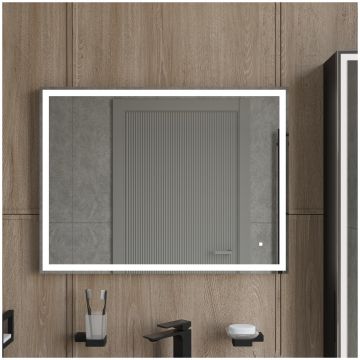 Зеркало Диво Дмитров 80x70 см, подсветка диодная, сенсорное, универсальный монтаж, прямоугольное, ЗЛП 117, Diwo