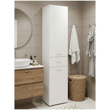 Шкаф-пенал для ванной Диво Суздаль 40 с откидной корзиной, 40x186x33,5, Diwo