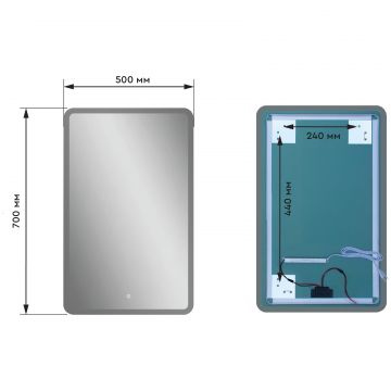 Зеркало Диво Тольятти 50x70 см, ореольная подсветка диодная, TTI5070L, Diwo