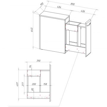 Тумба в туалет Диво Суздаль 19x64x50 напольная, белая, SUZ.T.64, Diwo