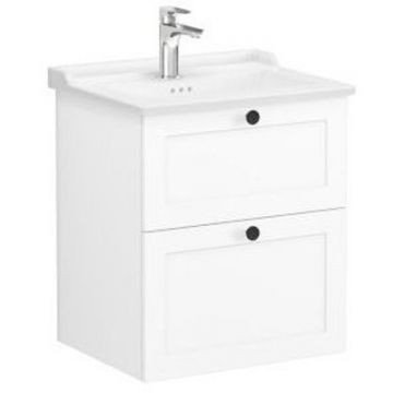 Тумба с раковиной Vitra (Витра) Root Classic 60 см с классической раковиной 2 ящика матовый белый (68848)