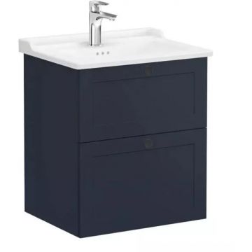 Тумба с раковиной Vitra Root Classic 60 см с классической раковиной 2 ящика матовый темно-синий (68853)