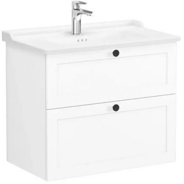 Тумба с раковиной Vitra (Витра) Root Classic 80 см с классической раковиной 2 ящика матовый белый (68869)