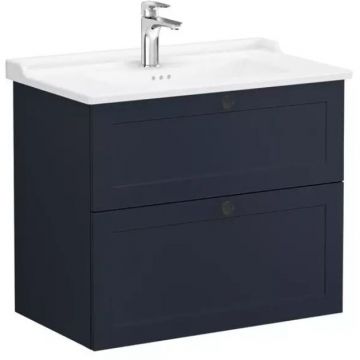 Тумба с раковиной Vitra (Витра) Root Classic 80 см с классической раковиной 2 ящика матовый темно-синий (68874)