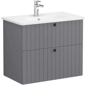 Тумба с раковиной Vitra (Витра) Root Groove 80 см 2 ящика матовый серый (69438)