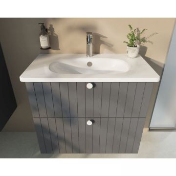 Тумба с раковиной Vitra (Витра) Root Groove 80 см 2 ящика матовый серый (69438)