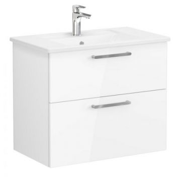 Тумба с раковиной Vitra (Витра) Root 80 см 2 ящика глянцевый белый (66306)