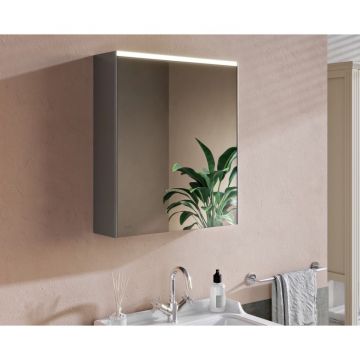 Шкаф зеркальный Vitra 60 см с подсветкой и розеткой левый антрацит (66909)