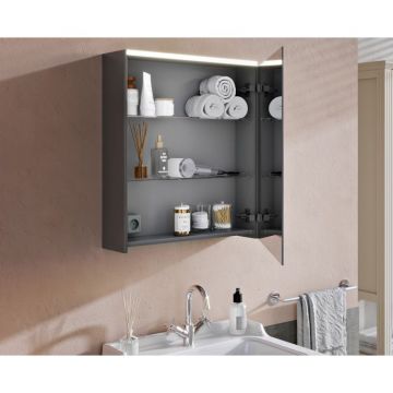 Шкаф зеркальный Vitra 60 см с подсветкой и розеткой правый антрацит (66910)