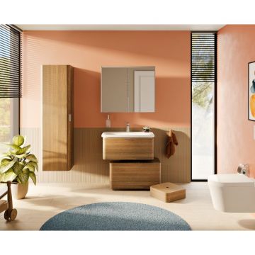 Шкаф зеркальный Vitra (Витра) 80 см с подсветкой и розеткой антрацит (66911)