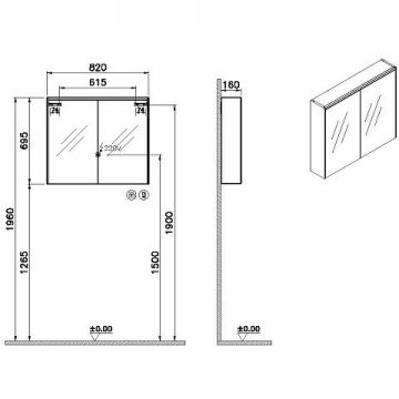 Шкаф зеркальный Vitra (Витра) 80 см с подсветкой и розеткой антрацит (66911)