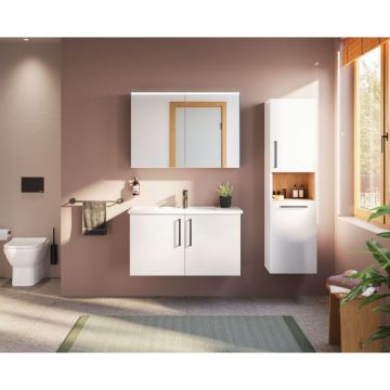 Шкаф зеркальный Vitra (Витра) 100 см с подсветкой и розеткой антрацит (66912)