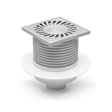 Трап для душа Azario (Азарио) пластиковый DN50 вертикальный слив универсальный с решеткой 122х122 мм хром AZ-C 384 A