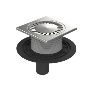 Трап для душа Azario (Азарио) пластиковый DN50 вертикальный слив универсальный с нержавеющей решеткой 150х150 мм хром AZ-384 E