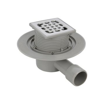 Трап для душа Azario (Азарио) с металлической решеткой горизонтальный выпуск 100х100 мм хром AZZ14100