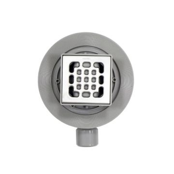 Трап для душа Azario (Азарио) с металлической решеткой горизонтальный выпуск 100х100 мм хром AZZ14100