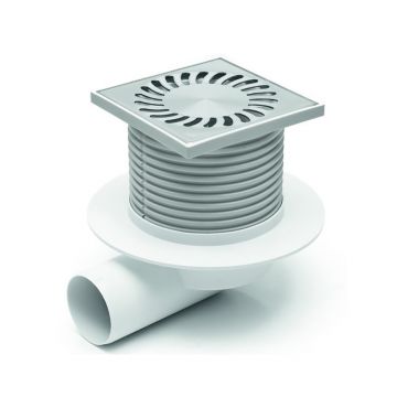 Трап для душа Azario (Азарио) пластиковый D50 боковой слив c воротником Нептун 122х122 мм хром AZ-425 X L