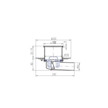 Трап для душа Azario (Азарио) пластиковый D50 боковой слив c воротником Нептун 122х122 мм хром AZ-425 X L