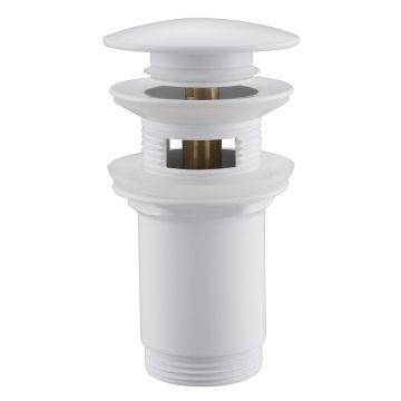 Донный клапан Abber (Аббер) AF0010W с переливом, клик-клак, белый матовый