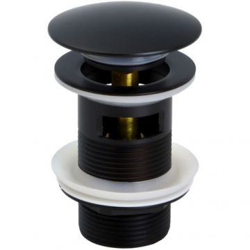 Донный клапан Bronze de Luxe (Бронз Де Люкс) Scandi с переливом, черный матовый 21971B
