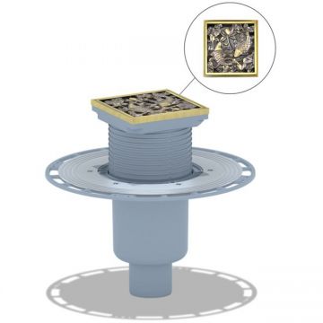 Трап Bronze de Luxe (Бронз Де Люкс) вертикальный выход, магнитный сухой затвор, дизайн-решетка Рыбы 21980-5902 бронза