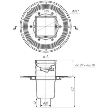 Трап Bronze de Luxe (Бронз Де Люкс) вертикальный выход, магнитный сухой затвор, дизайн-решетка Рыбы 21980-5902 бронза