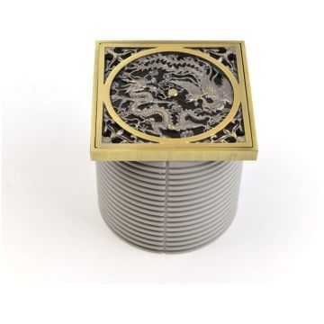 Трап Bronze de Luxe (Бронз Де Люкс) горизонтальный выход, комбинированный затвор, дизайн-решетка Дракон 21986-5602 бронза