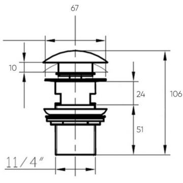 Донный клапан Bronze de Luxe (Бронз Де Люкс) с переливом темно-серый (керамическая крышка) 1002/1DGM