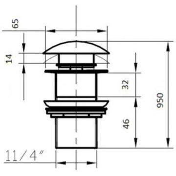 Донный клапан Bronze de Luxe (Бронз Де Люкс) с переливом, серый матовый (керамическая крышка) 1003/1G