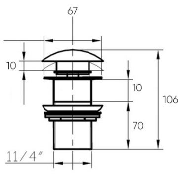 Донный клапан Bronze de Luxe (Бронз Де Люкс) без перелива светло-серый, керамическая крышка 1001GR