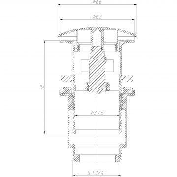 Донный клапан Arrowhead (Арровхэд) с переливом 1 1/4″ 80 мм Хром (740001)