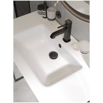 Донный клапан для раковины Створки SW-001BK с переливом, матовый черный, Stworki