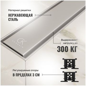 Душевой лоток Си Кей Дрейн AQPP01-60 Inoks 60 см, из нержавеющей стали, решетка щелевая/под плитку, Ck Drain