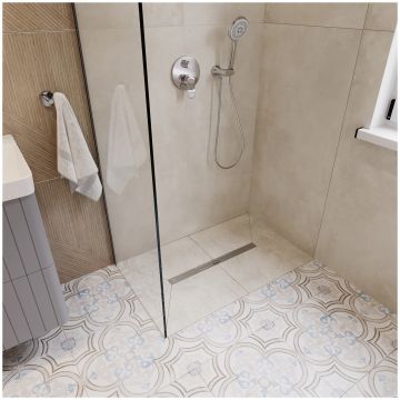 Душевой лоток Си Кей Дрейн VERA-SAQUA014 60 см, двойной, с мокрым затвором, щелевой, из нержавеющей стали, с решеткой, Ck Drain