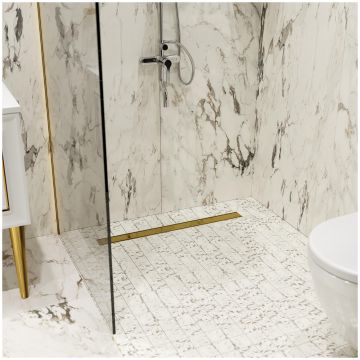 Душевой трап (лоток) Си Кей Дрейн AQCP11-60 Plain GOLD 60 см, решетка матовое золото, с сифоном, Ck Drain