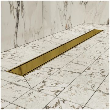 Душевой трап (лоток) Си Кей Дрейн AQCP11-60 Plain GOLD 60 см, решетка матовое золото, с сифоном, Ck Drain