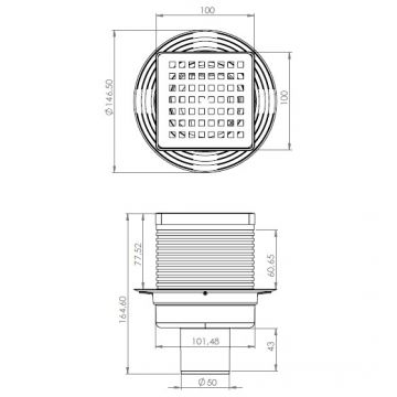 Душевой трап Си Кей Дрейн 3001-0010 11x11, в пол, хром, с сифоном, Ck Drain