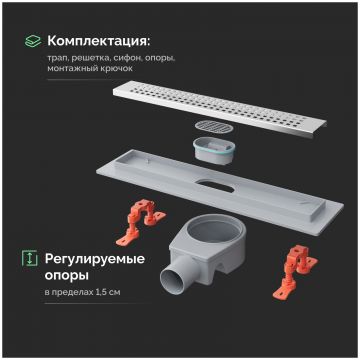 Душевой трап (лоток) Эврика 8600240 40 см, с сифоном, Ewrika