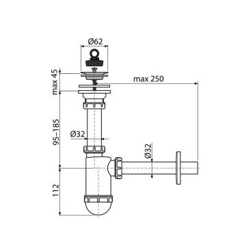 Сифон для раковины Alcaplast (алкапласт) A421, белый