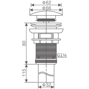 Донный клапан без перелива Savol S-XS002, хром