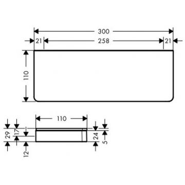 Полочка настенная Axor (Аксор) Universal 300 мм для монтажа на рейлинге, подвесная, Хром 42838000