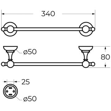 Полотенцедержатель Cezares (Цезарис) Aphrodite, 400x90 см, цвет золото, Swarovski APHRODITE-TH05-03/24-Sw