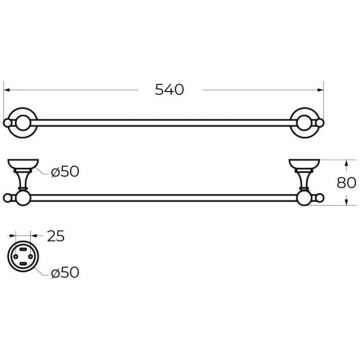 Полотенцедержатель Cezares (Цезарис) Aphrodite, 590x90 см, цвет золото, Swarovski APHRODITE-TH06-03/24-Sw