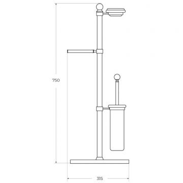 Стойка напольная c держателем туалетной бумаги, щеткой для унитаза и держателем для освежителя воздуха Cezares (Цезарис) Olimp, Swarovski, цвет золото OLIMP-WCS-03/24-Sw