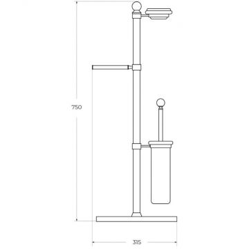 Стойка напольная c держателем туалетной бумаги, щеткой для унитаза и держателем для освежителя воздуха Cezares (Цезарис) Olimp, цвет хром OLIMP-WCS-01-M