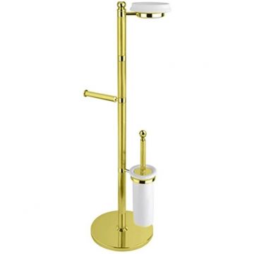Стойка напольная c держателем туалетной бумаги, щеткой для унитаза и держателем для освежителя воздуха Cezares (Цезарис) Olimp, цвет золото OLIMP-WCS-03/24-M