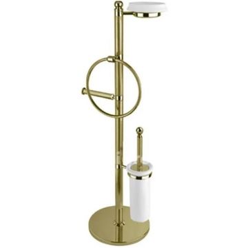 Стойка напольная с держателем туалетной бумаги щеткой для унитаза, полотенцедержателем и мыльницей Cezares (Цезарис) Olimp, цвет бронза OLIMP-WBS-02-M