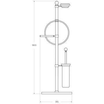 Стойка напольная с держателем туалетной бумаги щеткой для унитаза, полотенцедержателем и мыльницей Cezares (Цезарис) Olimp, цвет бронза OLIMP-WBS-02-M
