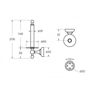 Держатель для туалетной бумаги Cezares (Цезарис) Aphrodite, вертикальный, цвет бронза APHRODITE-TH042-02-M